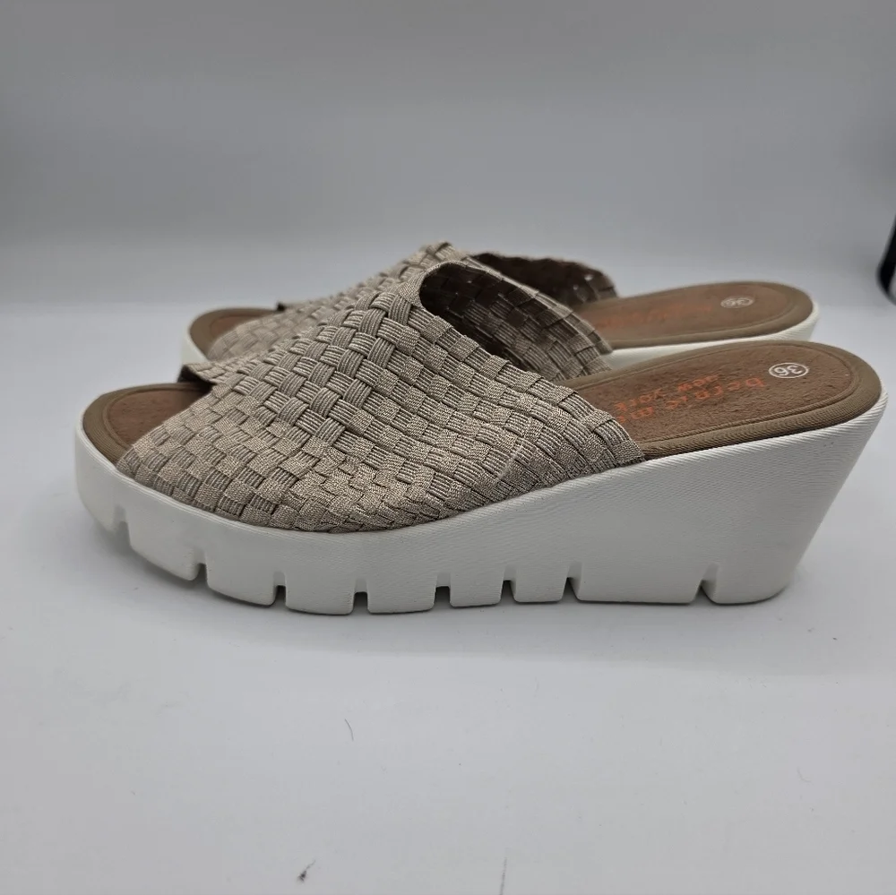 Bernie Mev Women's Venti Summer Slip On Wedge Tan Size 6 36 Comfort Soft Support